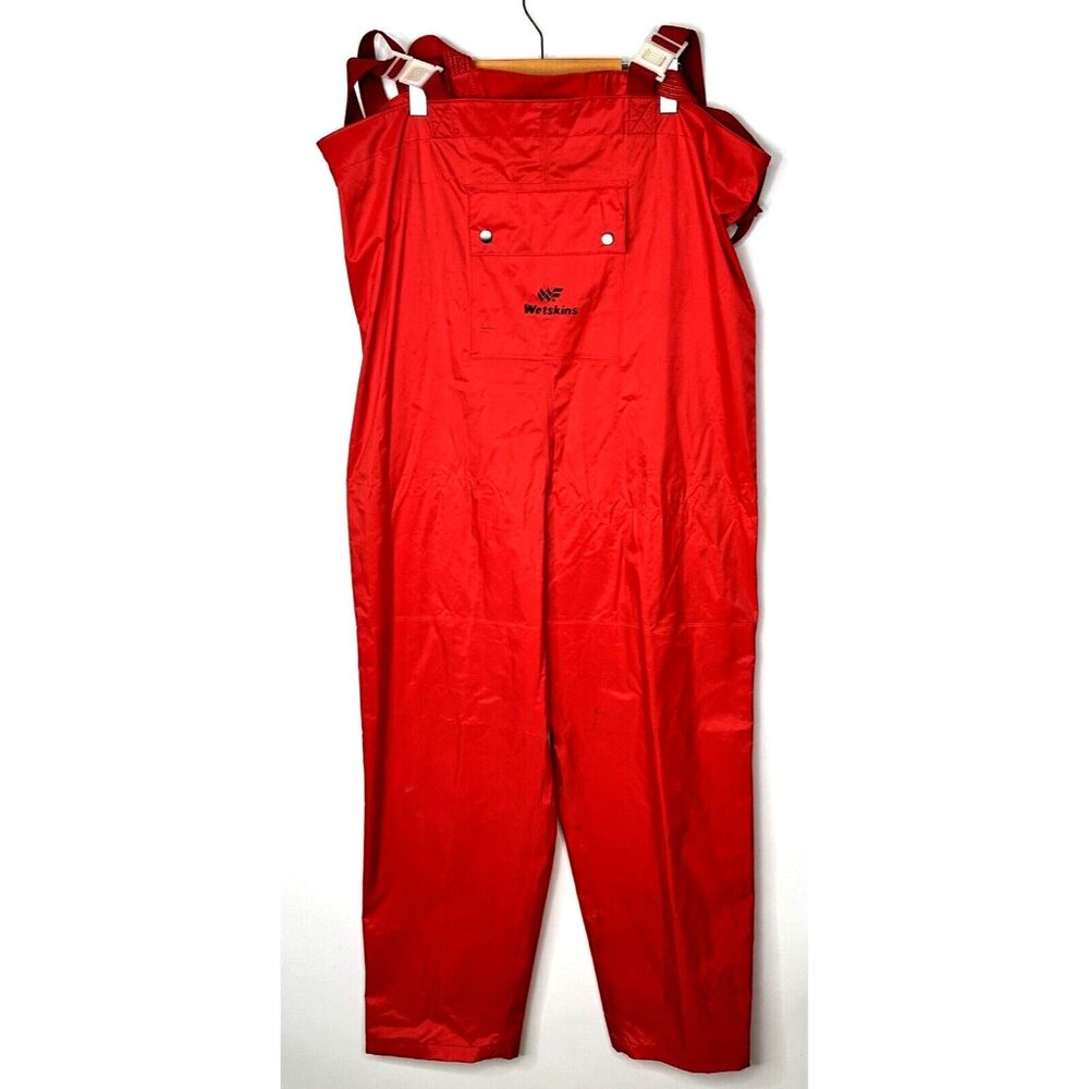 Vintage Wetskins Mens Overall Bib PVC Waterproof Workwear Jumpsuit Red Large